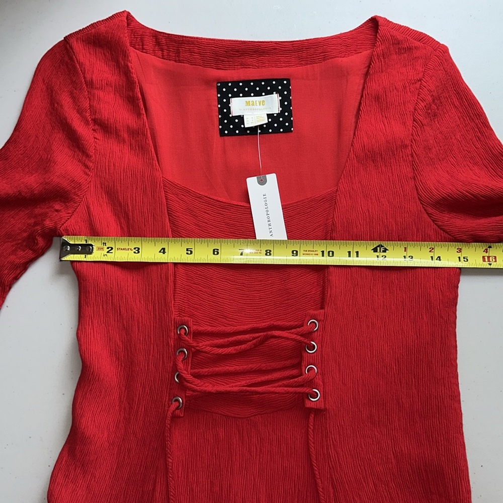 New with tag on Maeve Red Pleated A-Line Midi Dress. - Picture 8 of 15